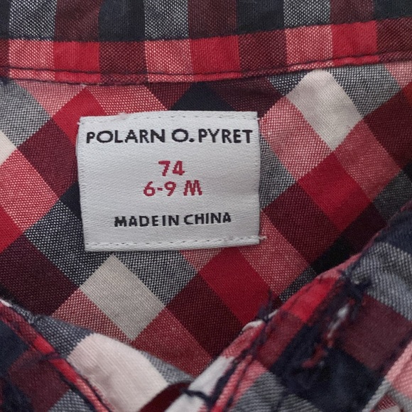 Polarn O. Pyret long sleeve red plaid button down - 6-9 months - Picture 2 of 2